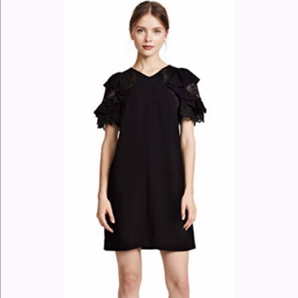 Rebecca Taylor Crepe Lace Dress Size 8 - Picture 2 of 4
